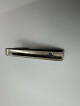 Vintage Silver Blue Stone Accent Tie Clip Bar  BB6 - $9.50