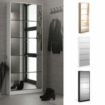 Large Tall Rectangular Shoe Storage Cabinet Organiser 5 Tilting Mirrored... - £272.97 GBP+