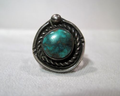 Primary image for Vintage Navajo Sterling Silver Turquoise Old Pawn Ring Size 7 1/2 K280