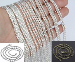 Necklace Silver Plate Open Link or Twist, Bronze Open Link with Lobster ... - $3.39