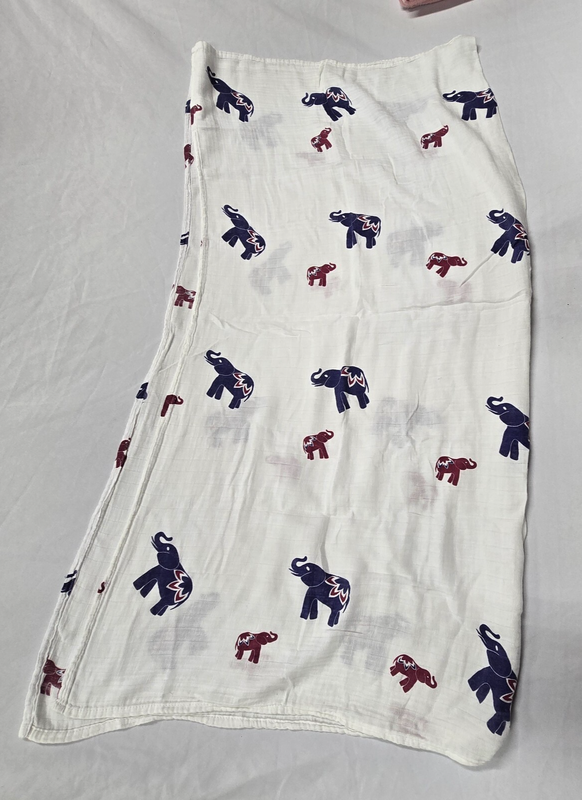Aden & Anais Silky Soft Bamboo Swaddle Blanket~ Red & Navy Blue Indian Elephants Item image 3