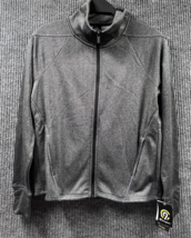 Champion C9 Front Zip Jacket Womens XS Grey Herringbone Tech Fleece Thumbholes - £21.04 GBP