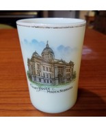 4&quot; tall Court House Minden Nebraska Custard Glass Drinking Cup - £14.43 GBP