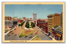 Preston Gardens Street View Baltimore Maryland MD Linen Postcard H24 - £2.33 GBP