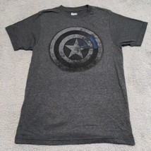 Marvel Captain America Men T-Shirt Dark Gray Broken Logo Short Sleeve  - $8.55