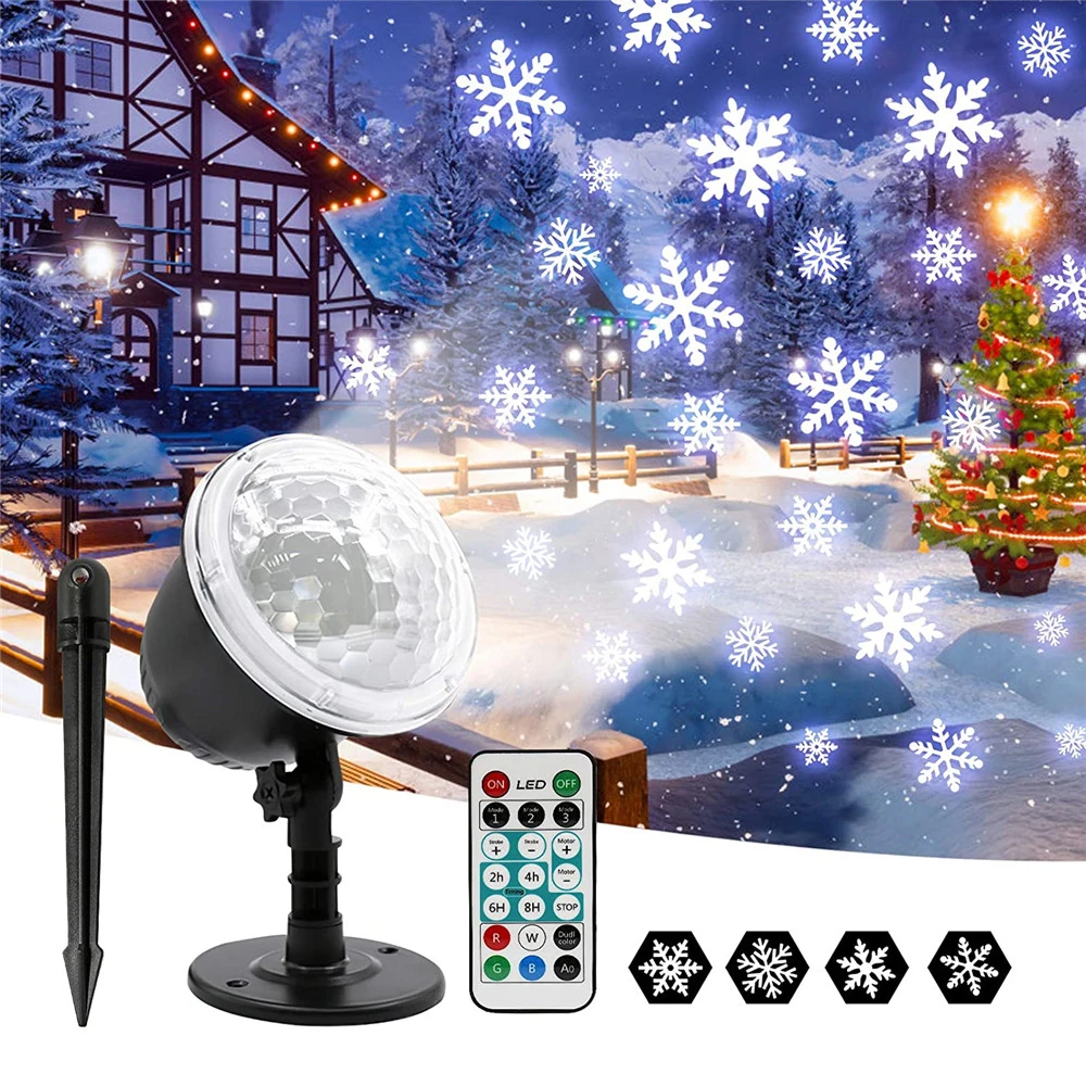 Outdoor Moving LED Snowflake Laser Lights Christmas White Snowstorm scape Light  - £118.62 GBP