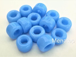 25 5 x 9 mm Czech Glass Roll Beads: Opaque Light Blue - £0.88 GBP