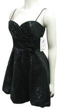 NWT Hailey Logan Black Sequin Party Dress $128 Juniors 5 Women 6 Adrianna Papell - £29.56 GBP