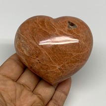 0.58 lbs, 2.7&quot;x3&quot;x1.5&quot;, Pink Peach Moonstone Heart Crystal Polished, B31002 - £16.54 GBP