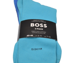 Hugo Boss  3 pack Men&#39;s Red Blue Turquoise Finest Cotton Socks  One Size... - £33.26 GBP