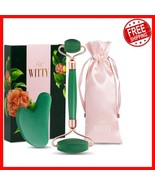 Transform Your Skincare with Jade Face Roller &amp; Gua Sha – Bonus Pouch In... - $55.08 CAD