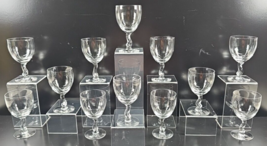 12 Fostoria Contour Clear Wine Glasses Set Vintage Elegant Curved Stems MCM Lot - $145.40