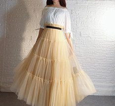 YELLOW Tiered Long Tulle Skirt Outfit Women A-line Plus Size Tulle Skirt image 8