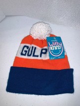 Wacky Packages Winter Hat Gulp Oil Witty Knits Orange White Blue 1980 - £15.63 GBP