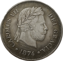 Gedenkmedaille 1874 von Carlos VII. - Royalistische Symbolik im Exil - $18.55 CAD