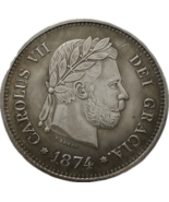 Gedenkmedaille 1874 von Carlos VII. - Royalistische Symbolik im Exil - $18.55 CAD