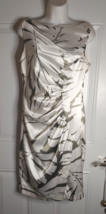 LONDON TIMES Sleeveless White Gray Ruched Silky Lined Dress Size 8 - £10.00 GBP