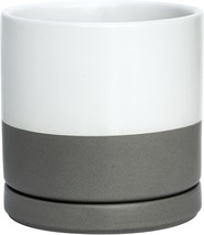 D&#39;Vine Dev Indoor Cylinder Round Planter Pot, 6 Inch, White/Speckled Grey, - £30.32 GBP