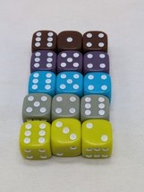 (15) 16mm Pastel D6 Dice Brown Purple Blue Green Yellow - $460.77 MXN