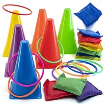 Prextex Multicolored 3-in-1 Yard Game Set - Ring Toss Game, Bean Bags, C... - $46.99