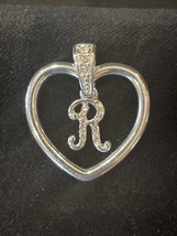 Heart with Cursive “R” Silver Color With CZ’s Pendant - £11.24 GBP