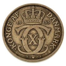 1935 Denmark Krone in Very Fine Condition, KM# 824.2 - £39.66 GBP