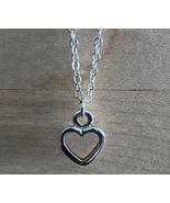 Dainty Silver Heart Necklace for Women, Open Heart Pendant Necklace, Sma... - £15.98 GBP