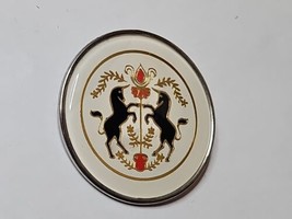 Vintage Circular Horse Design/Coat of Arms Pin/Brooch, 1.75&#39;&#39; Diameter - £8.95 GBP