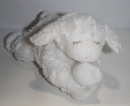 Baby GUND Winky Lamb White Plush 8&quot; Sewn Eyes Rattle Soft Toy Sheep 058133 Lovey - £5.89 GBP