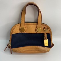 Dooney &amp; Bourke vintage navy fabric and natural leather bag - USA - Pre-... - £42.71 GBP