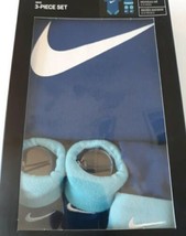 Nike Baby Apparel 3-Piece Set; Bodysuit, Booties &amp; Hat 0-6M. (Blue) - £21.64 GBP
