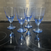 Libbey Sirrus Light Ice Blue Ribbed 7&quot; 10-12oz Wine water Glasses Set of... - £19.67 GBP