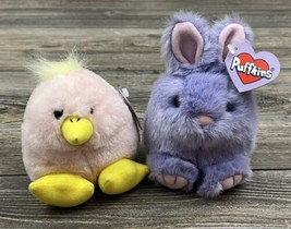 Lot of 2 Vintage Puffkins Plush Stuffed Animal Toy &quot;Chirps&quot; &amp; &quot;Bumper&quot; With Tags - £11.61 GBP