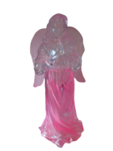 Clear Praying Angel Figurine 12&quot;T Hard Plastic Glitter Wings Free Standing - £15.14 GBP