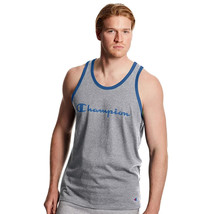 Champion Men&#39;s Jersey Tank, Script Logo Oxford Grey-Size Small - $18.97