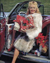 Betty Grable fur coat in vintage convertible sports car color pose 16x20 Canvas - £55.94 GBP