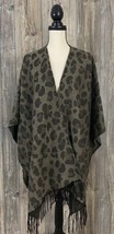WOOLRICH Poncho Wrap Sweater &quot;One Size&quot; Brown Cheetah Print Polyester Blend - $14.85