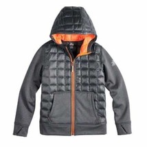 Boys Jacket ZeroXposur Hooded Hybrid Puffer Weather Resistant Gray Coat-sz 10/12 - £27.06 GBP
