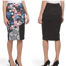 Nicole Miller Pencil Skirt Black Size 6 Straight Mixed Media Stretch Kne... - £30.10 GBP