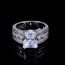 Sterling Silver 925 Made With Swarovski Crystal Deluxe Wedding Mens Women Ring - £14.15 GBP