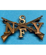 1895-1904, NYNG, 8th INFANTRY REGIMENT, F COMPANY, OFFICER, COLLAR INSIGNIA - $570.20 MXN