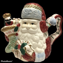 Christmas Old World Santa Claus St Nicholas Teapot Tea Pot Ceramic Never Used - £24.77 GBP