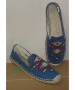 SOLUDOS Thunder Bird Embroidery Denim Blue Slip On Shoes Women Size US 1... - $76.24 CAD