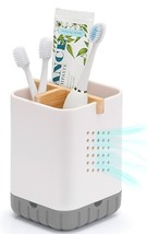 Toothbrush and Toothpaste Holder with Bamboo Divider for Bathroom Counte... - $7.91