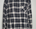Paige Womens L Large Blue Navy Flannel Plaid Button Shirt Long Sleeve Ca... - £18.18 GBP