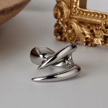 Glossy Irregular Bucktooth 925 Sterling Silver Adjustable Ring Party Jewelry - £111.23 GBP