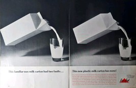 Pure-Pak Milk Cartons Plastic carton 2 page ad -1962 Vintage Print Ad - $14.14