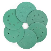 5&#39;&#39; 8 Hole Wet Dry Sanding Discs 60-320 Grit Green Orbital Sandpaper Hoo... - $18.99