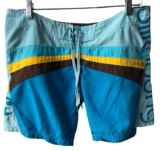 Billabong Swim Trunks  Boys Size 7 Blue Striped  Colorful Board Shorts Beach  - £6.73 GBP