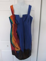 BOSTON PROPER Colorful Sundress Multi Color Design Slubs 14 Lined 100% Silk NWTs - £15.94 GBP